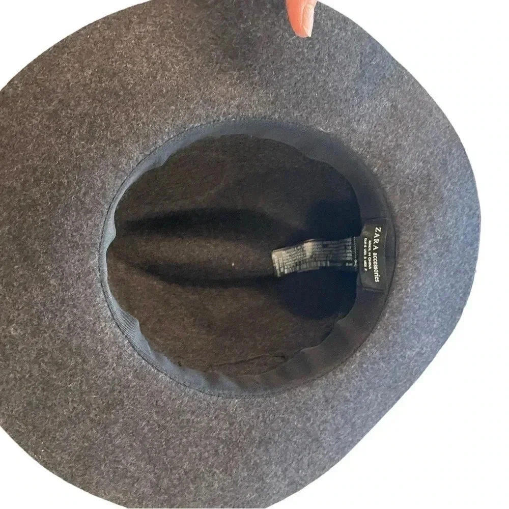 Zara Gray Wool Felt Floppy Fedora Hat Fall Winter classic boho Glam Minimalist